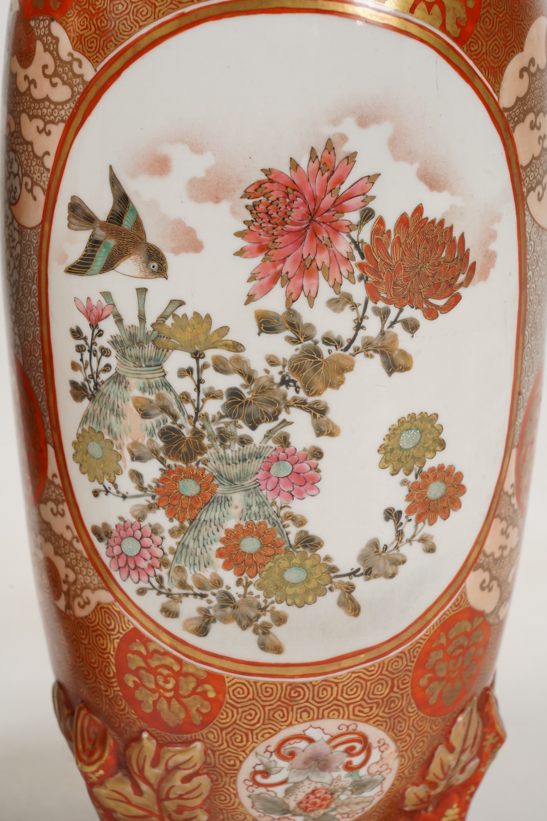 A pair of Japanese Kutani vases, Meiji period